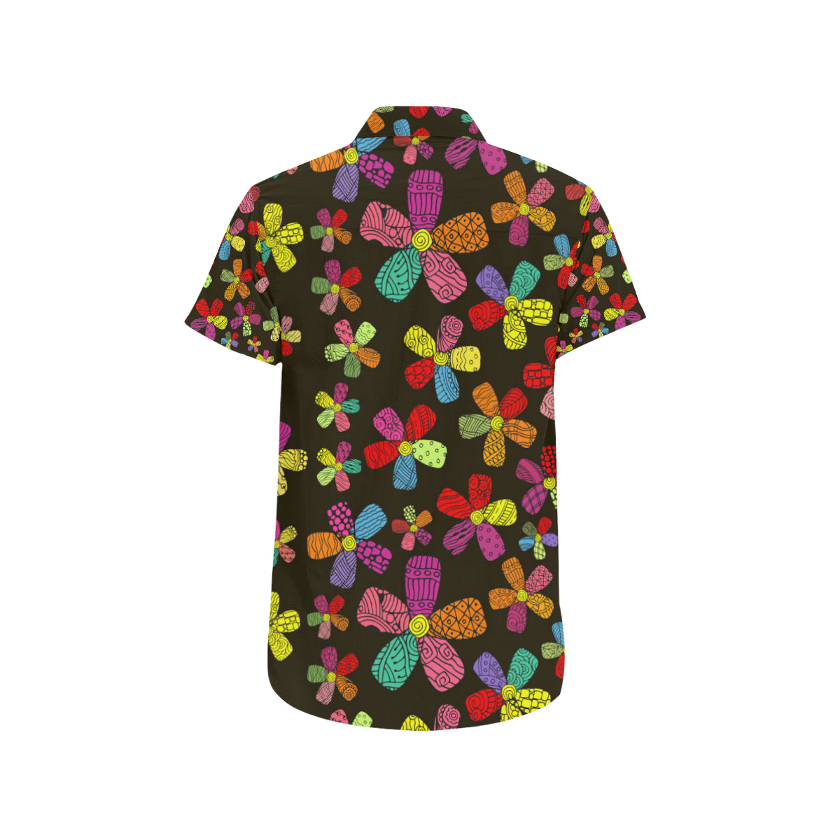 Flower Power Colorful Print Pattern Men's Short Sleeve Button Up Shirt