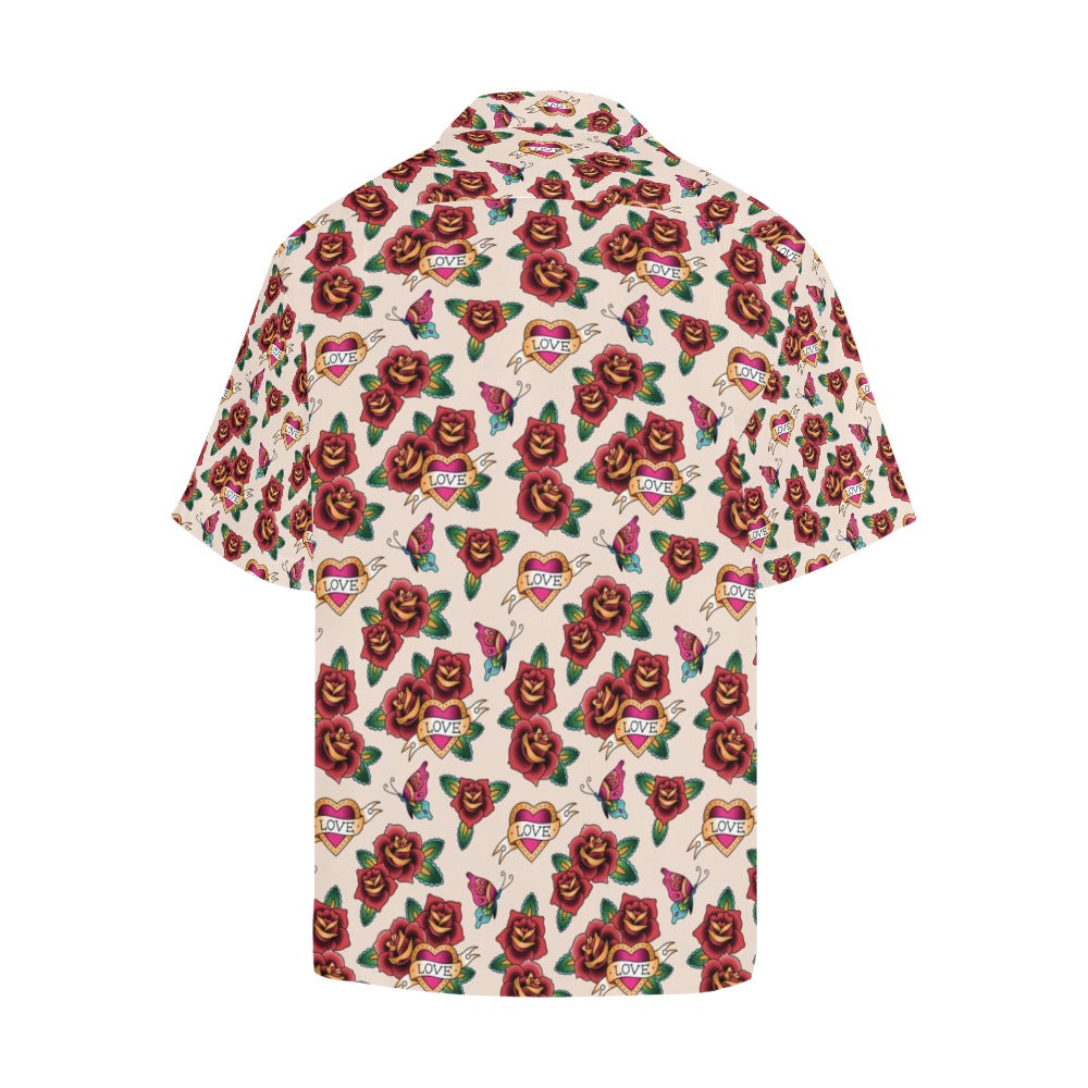 Tattoo Rose Print Design LKS302 Men's Hawaiian Shirt