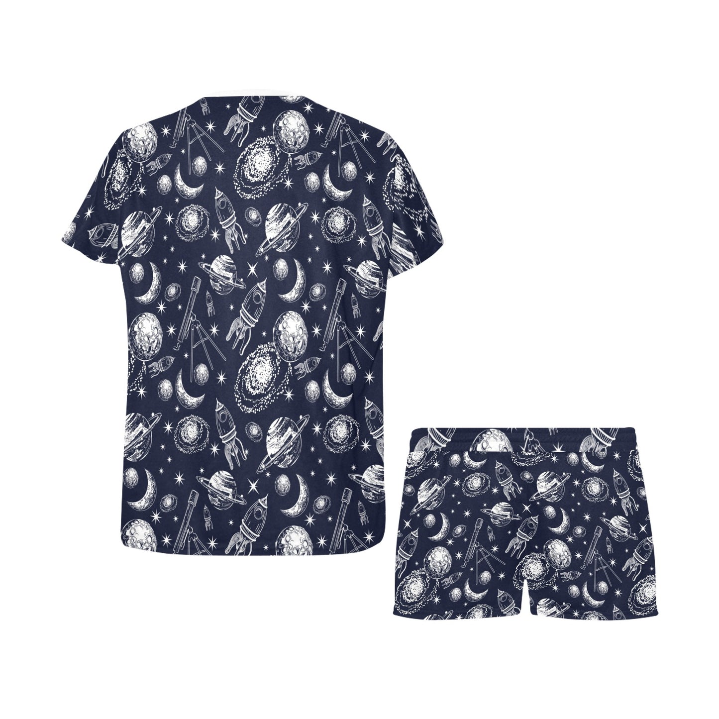 Space Rocket Print Design LKS301 Women's Short Pajama Set