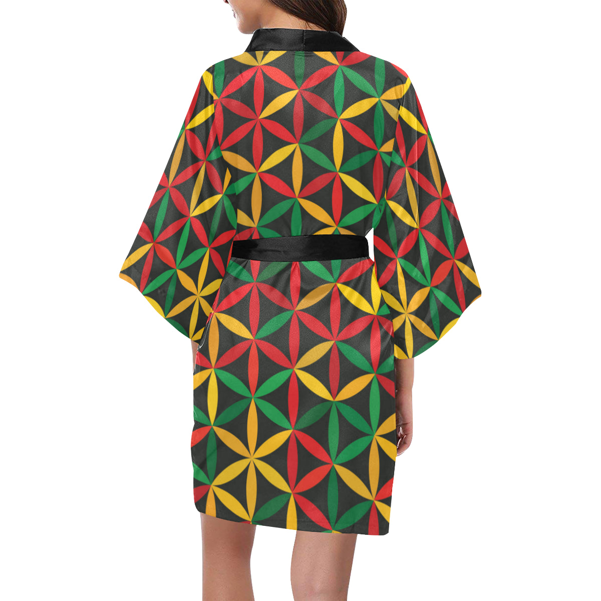 Rasta Pattern Print Design A04 Women's Short Kimono