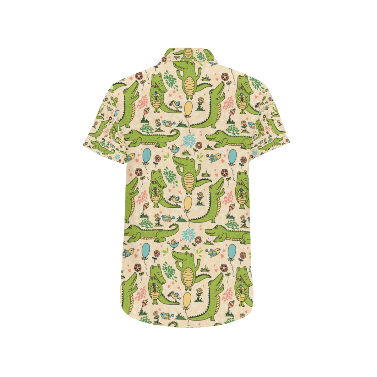 Alligator Pattern Print Design 01 Men's Short Sleeve Button Up Shirt