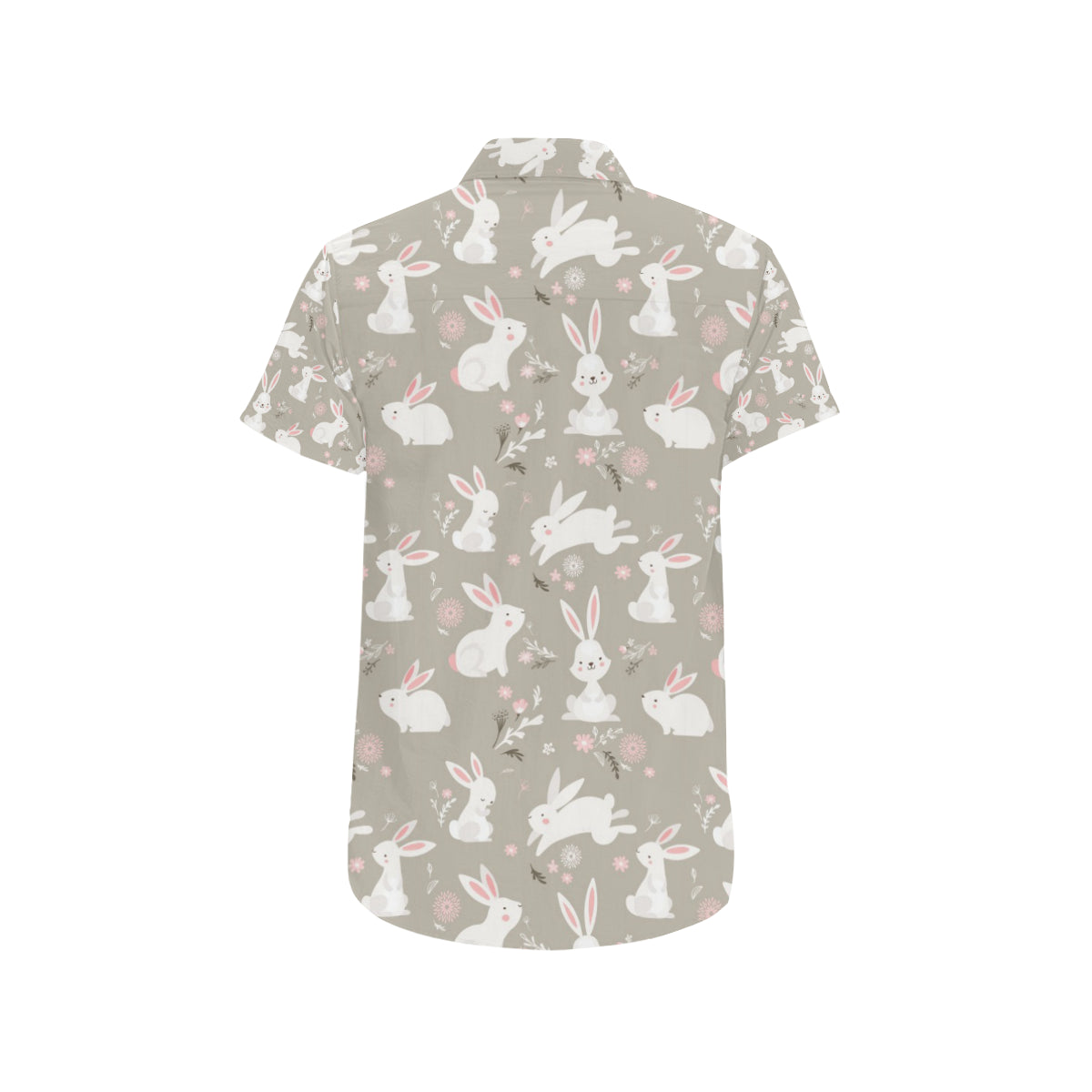 Rabbit Pattern Print Design RB03 Men's Short Sleeve Button Up Shirt