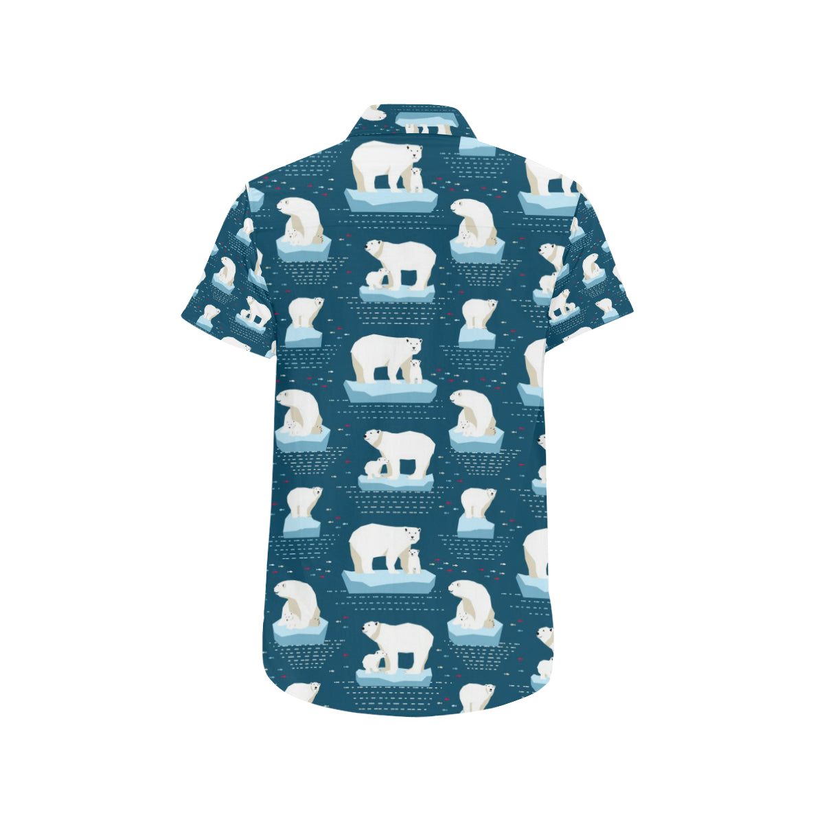 Polar Bear Pattern Print Design PB02 Men's Short Sleeve Button Up Shirt