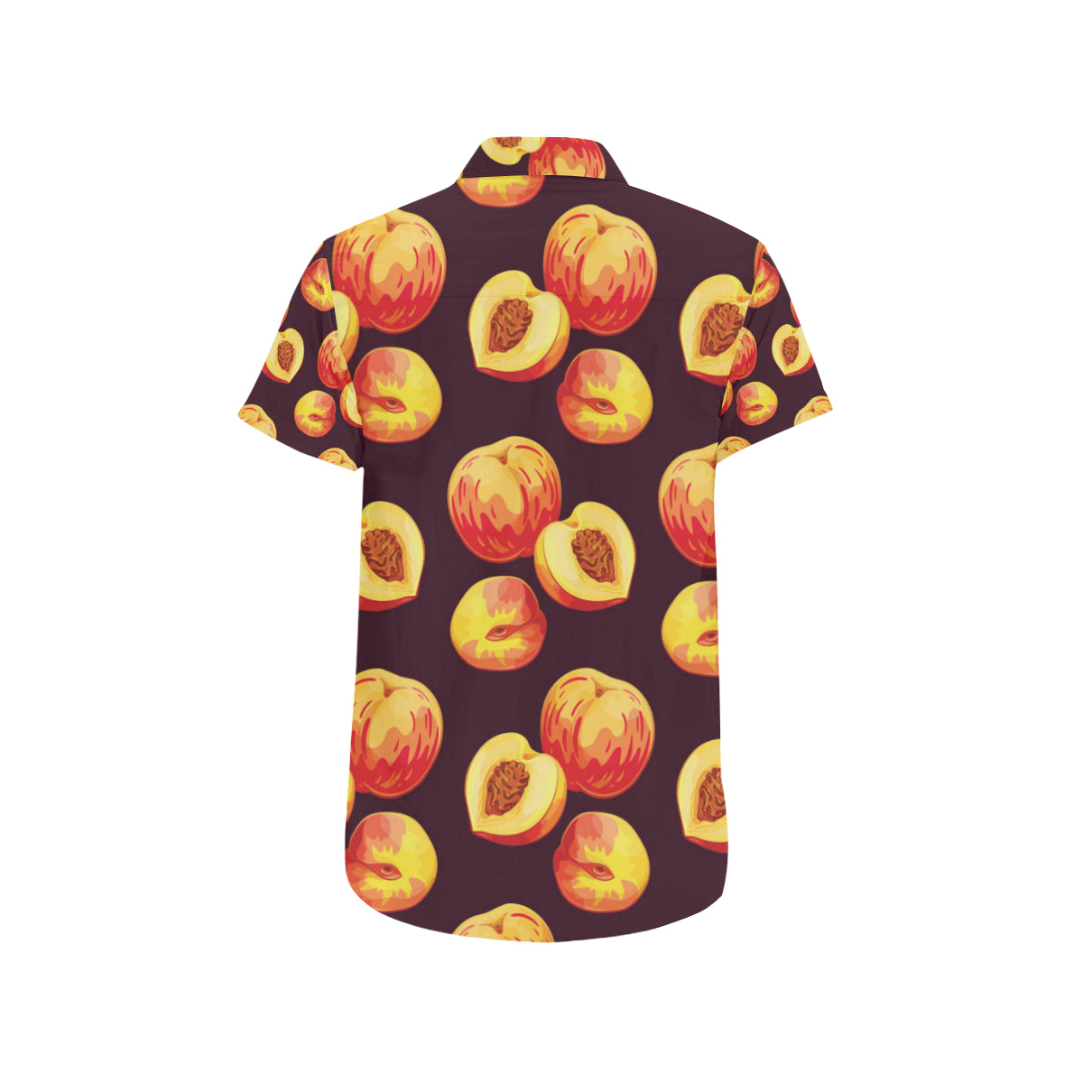 Peach Pattern Print Design A04 Men's Short Sleeve Button Up Shirt