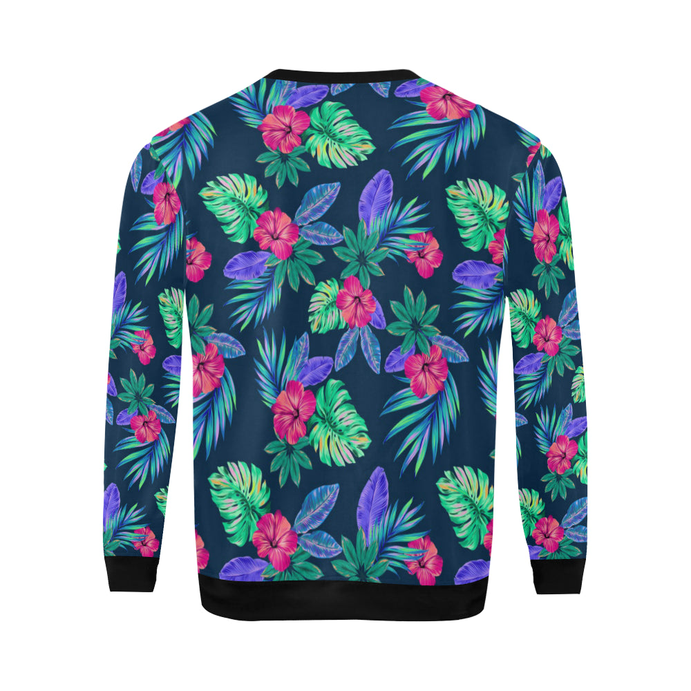 Tropical Flower Pattern Print Design TF09 Men Long Sleeve Sweatshirt
