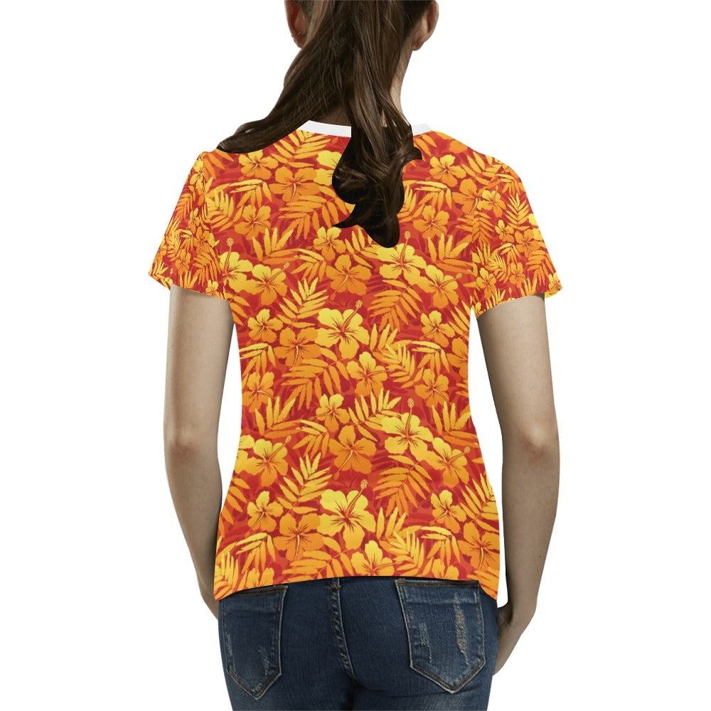 Hibiscus Summer Print Design LKS302 Women's T-shirt