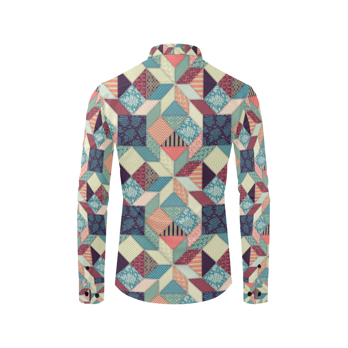 Patchwork Pattern Print Design 02 Men's Long Sleeve Shirt