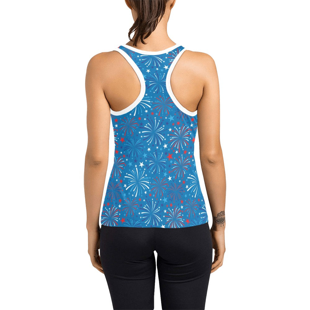 Firework Celebration Print Design LKS304 Women's Racerback Tank Top