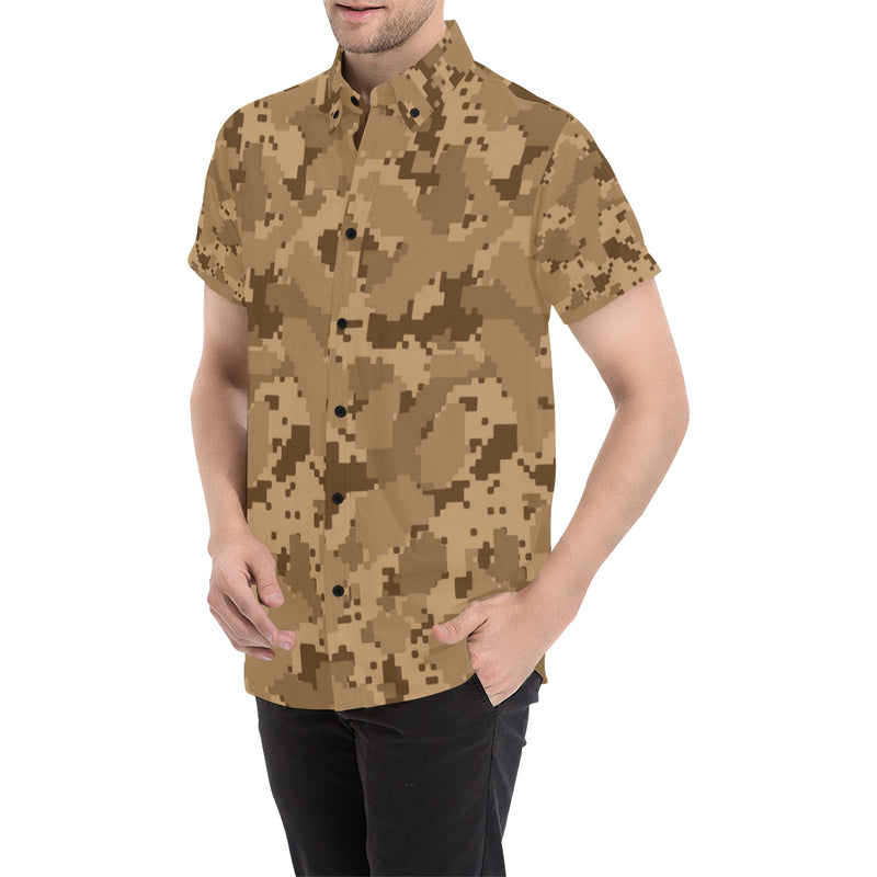 ACU Desert Digital Pattern Print Design 01 Men's Short Sleeve Button Up Shirt
