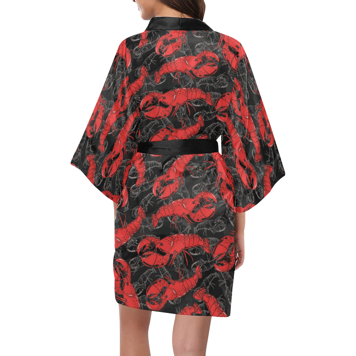 Lobster Pattern Print Design 04 Women's Short Kimono