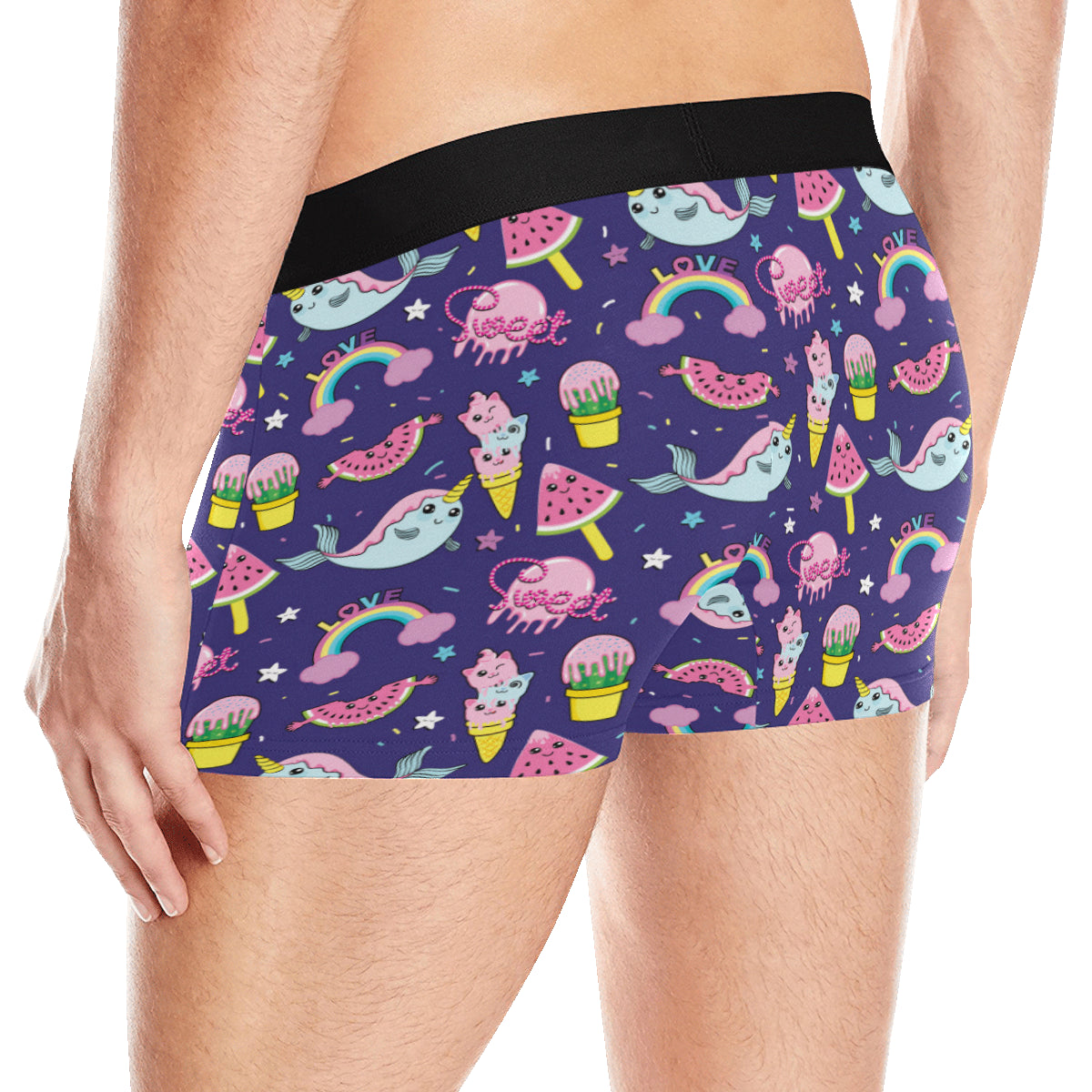 Narwhal Cute Pattern Print Design 02 Men's Boxer Briefs