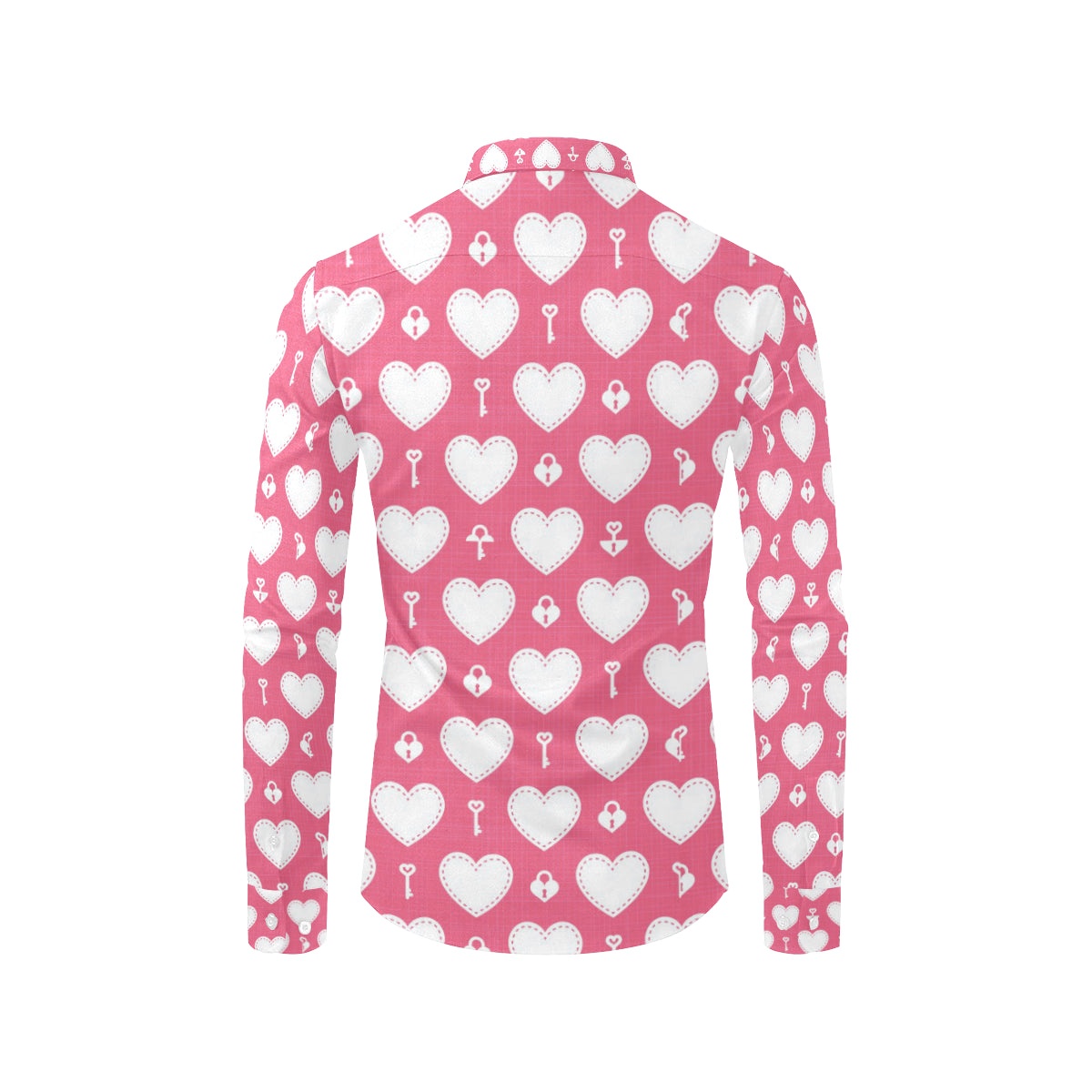 Heart Key Pattern Print Design HE09 Men's Long Sleeve Shirt