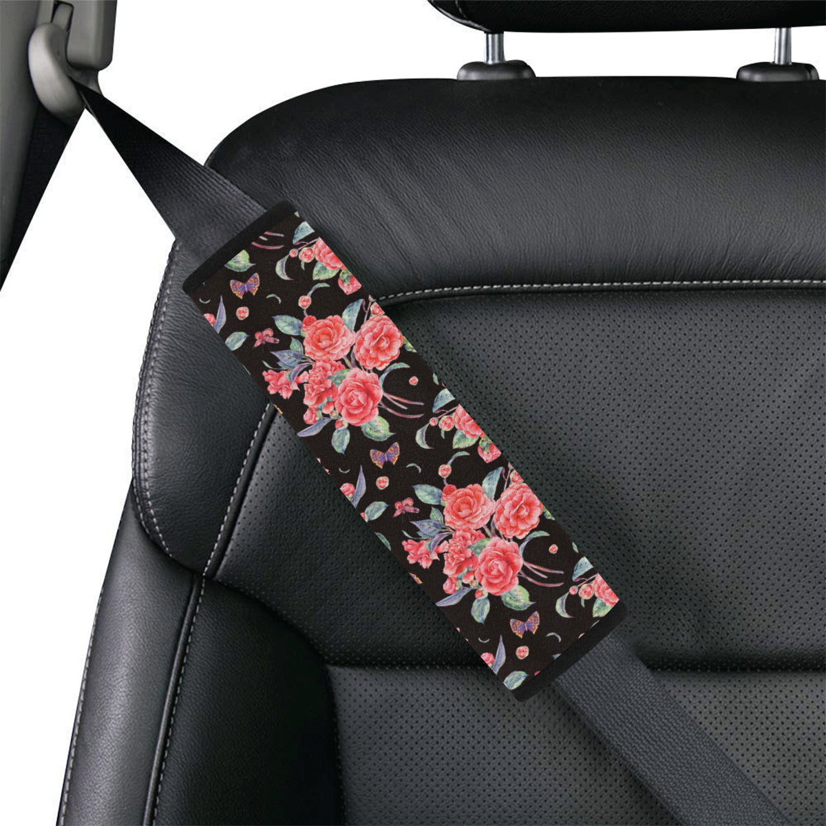 Camellia Pattern Print Design CM03 Car Seat Belt Cover
