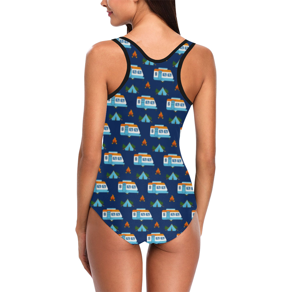 Camper Pattern Camping Themed No 3 Print Women Swimsuit