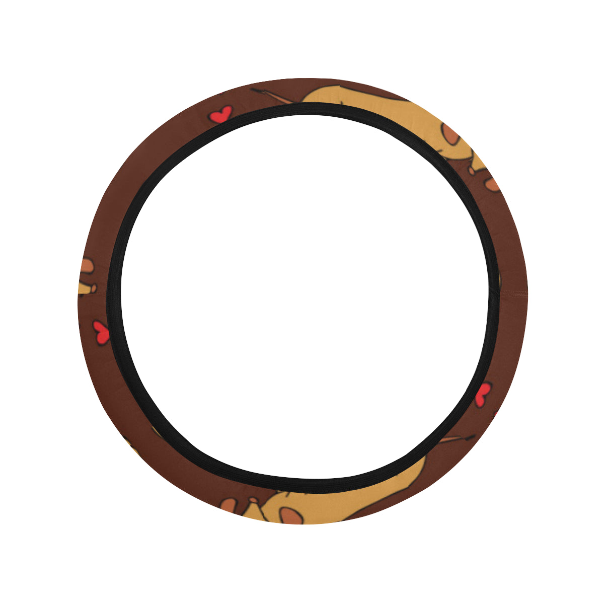 Dachshund Happy Print Pattern Steering Wheel Cover with Elastic Edge