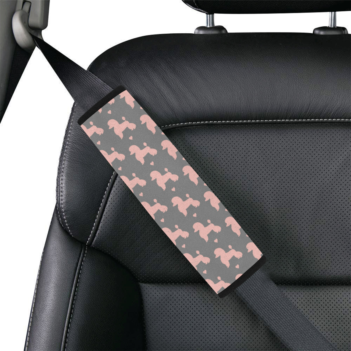 Poodle Pattern Print Design A02 Car Seat Belt Cover