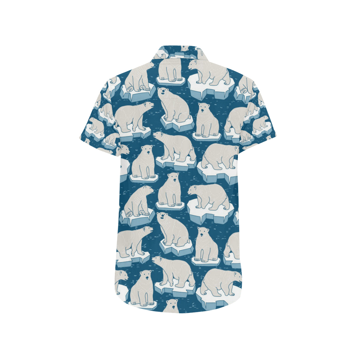 Polar Bear Pattern Print Design PB03 Men's Short Sleeve Button Up Shirt