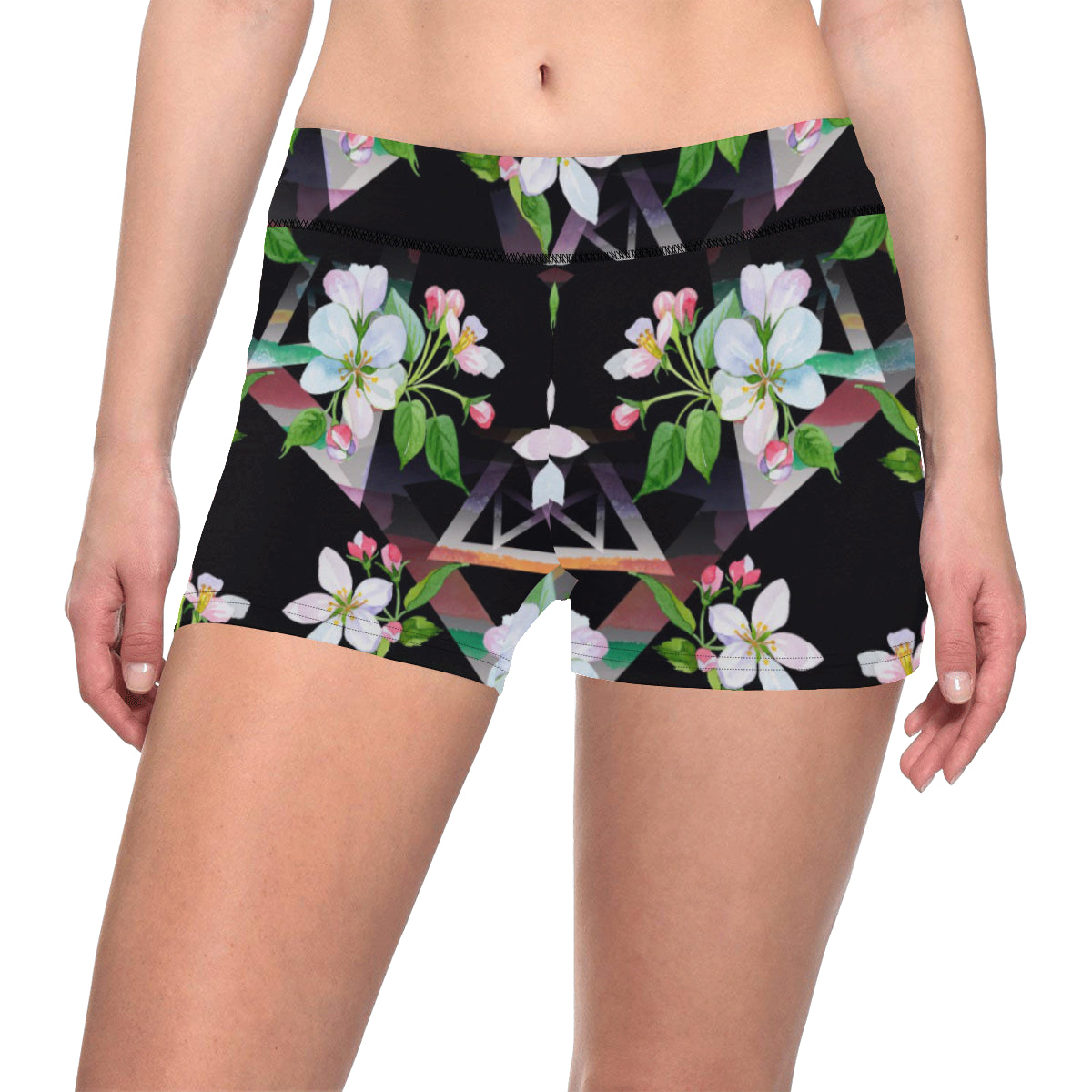 Apple blossom Pattern Print Design AB07 Yoga Shorts