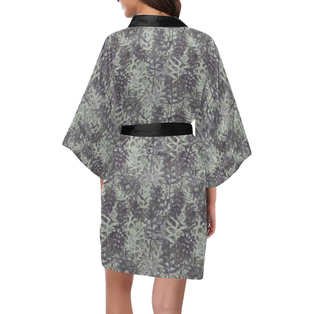 Camouflage Fern Pattern Print Design 05 Women's Short Kimono