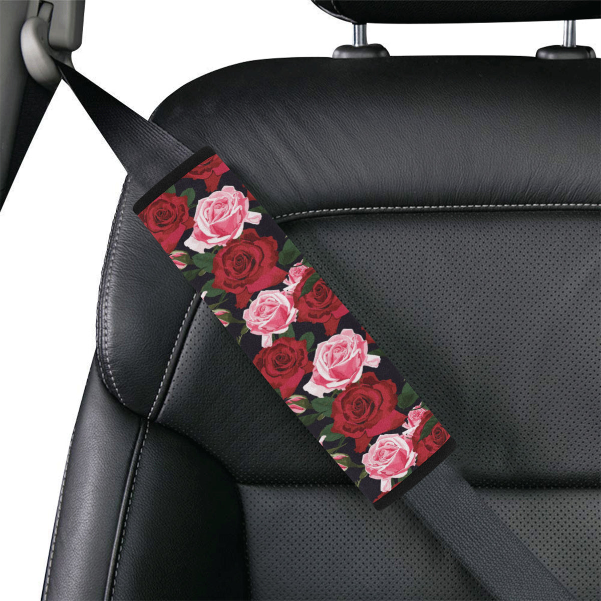 Rose Red Pink Pattern Print Design RO01 Car Seat Belt Cover