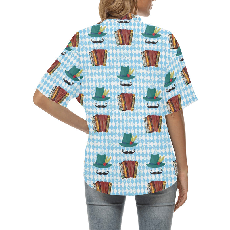 Accordion Mustache Pattern Print Design 01 Women's Hawaiian Shirt