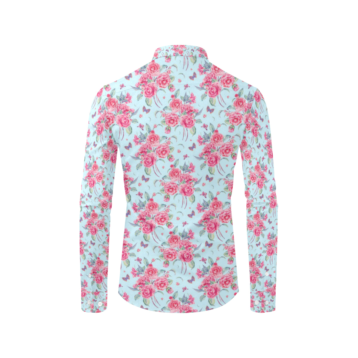Camellia Pattern Print Design 01 Men's Long Sleeve Shirt