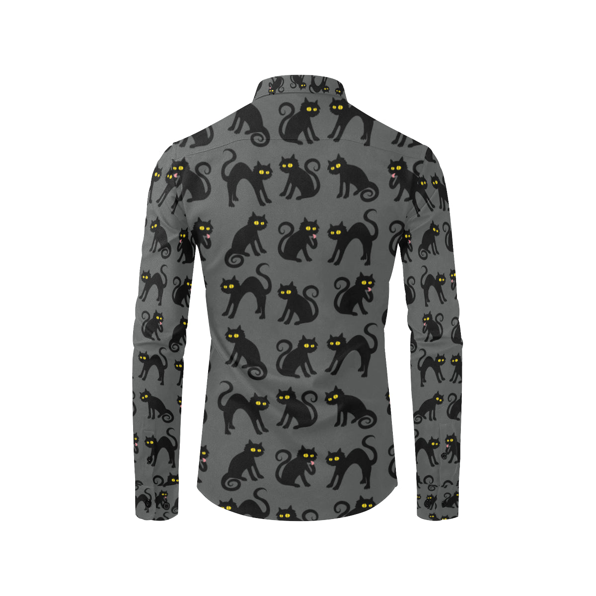 Black Cat Cute Print Pattern Men's Long Sleeve Shirt