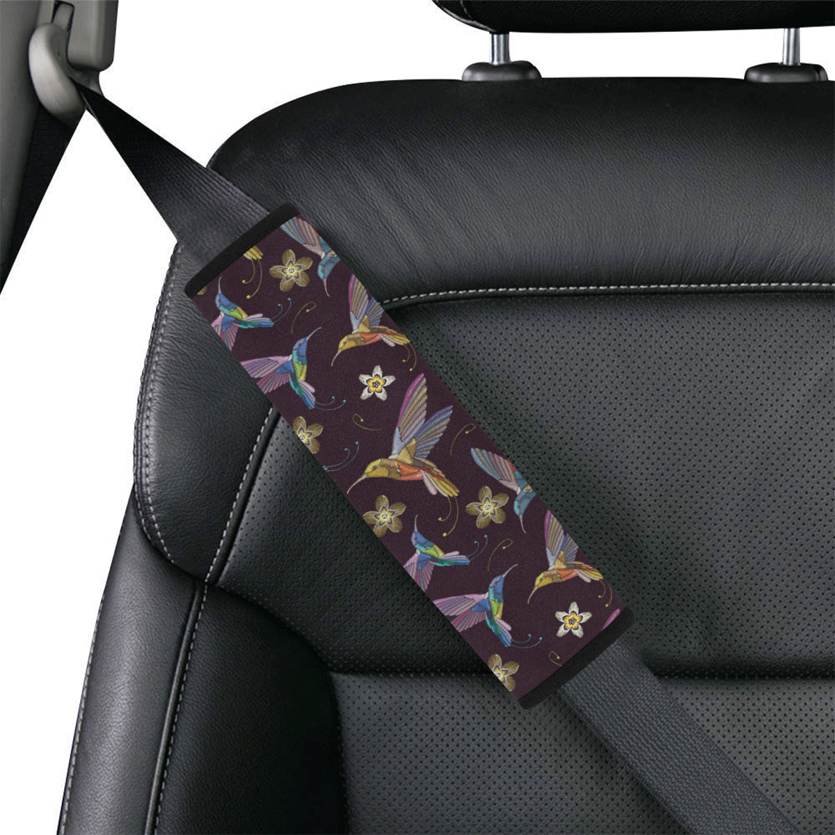 Hummingbird Pattern Print Design 04 Car Seat Belt Cover