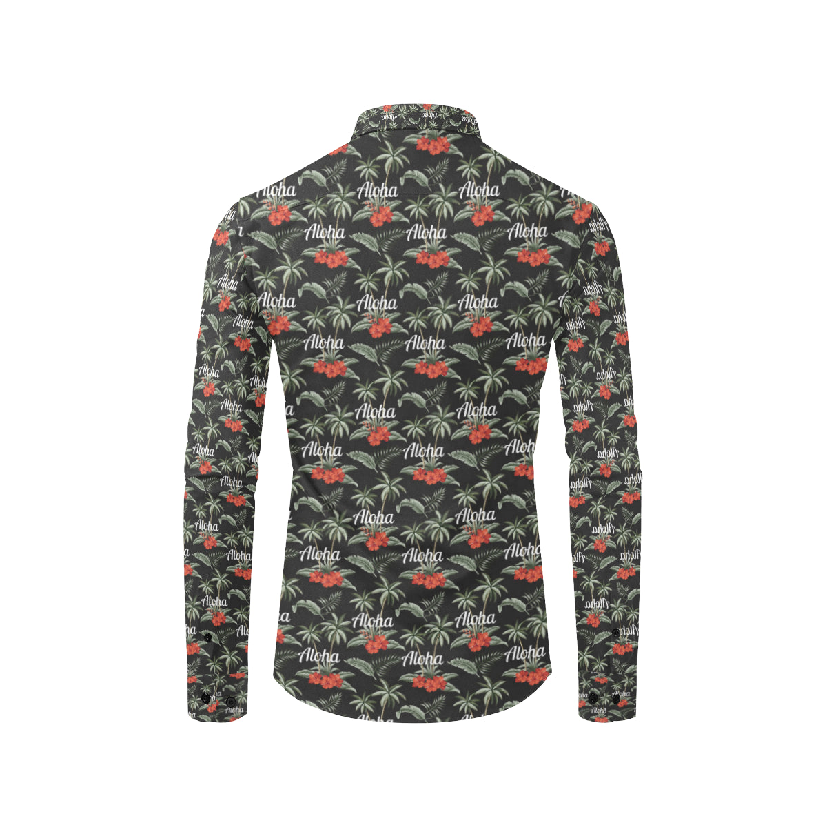 Aloha Palm Tree Design Themed Print Men's Long Sleeve Shirt