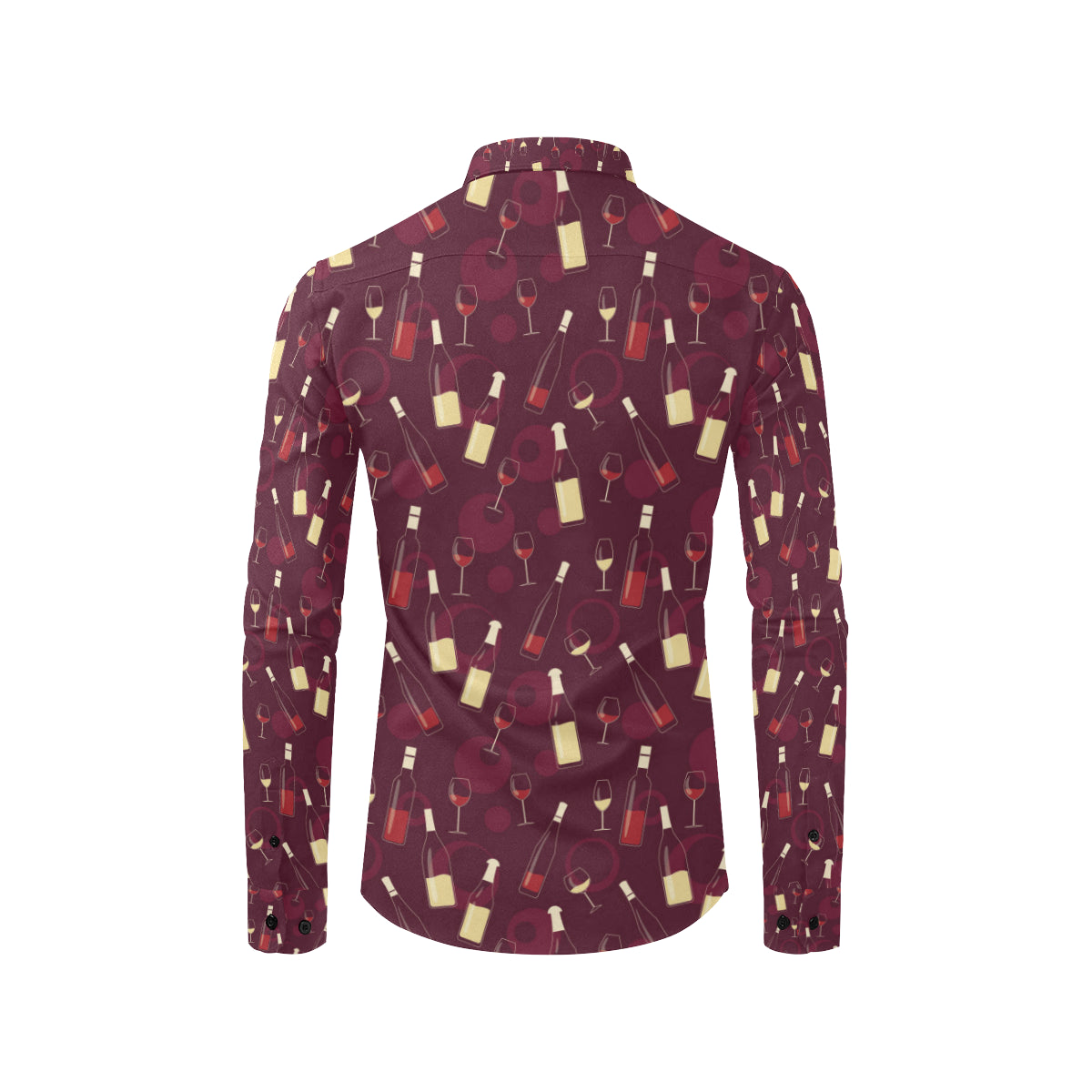 Wine Themed Pattern Print Men's Long Sleeve Shirt