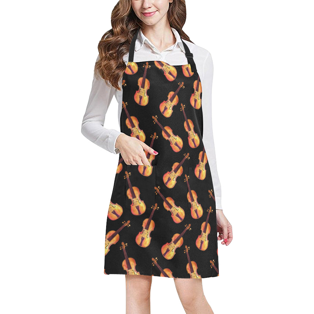 Violin Pattern Print Design 04 Apron with Pocket