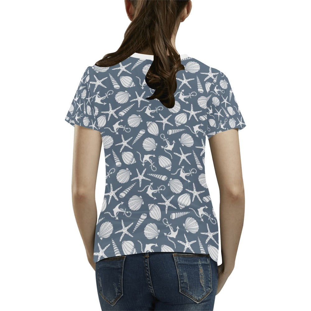 Seashell Print Design LKS306 Women's T-shirt