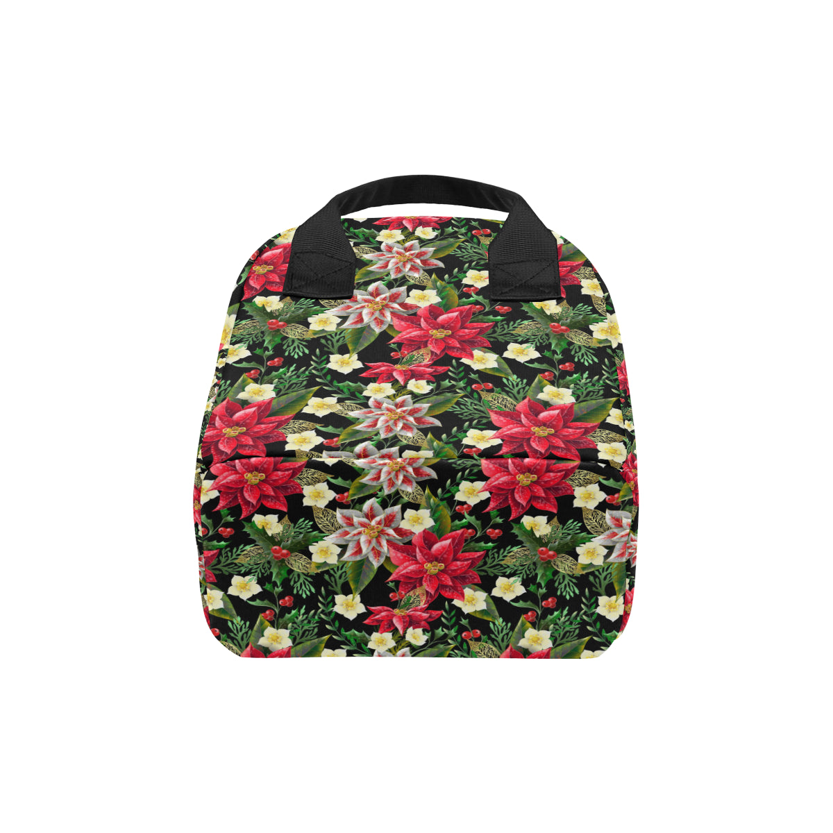 Poinsettia Pattern Print Design POT05 Insulated Lunch Bag