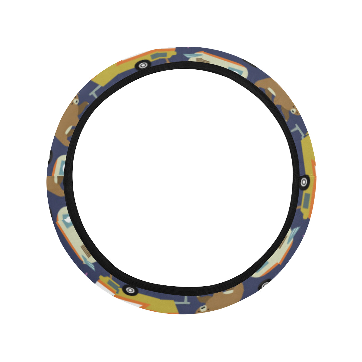 Camper Pattern Print Design 04 Steering Wheel Cover with Elastic Edge