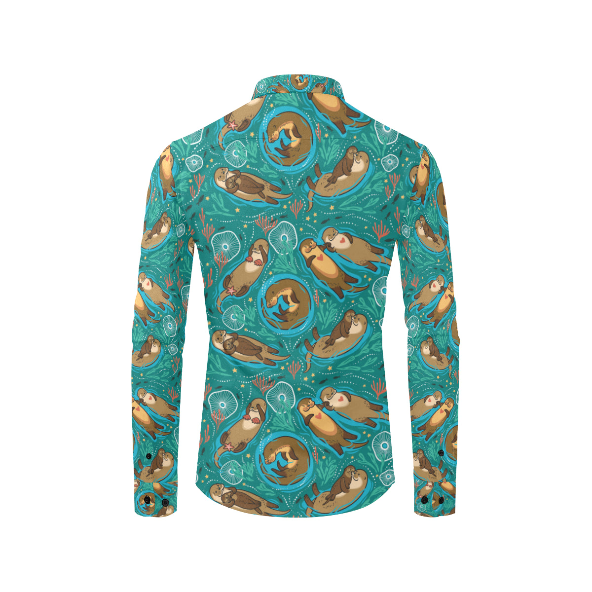 Sea Otter Pattern Print Design 01 Men's Long Sleeve Shirt