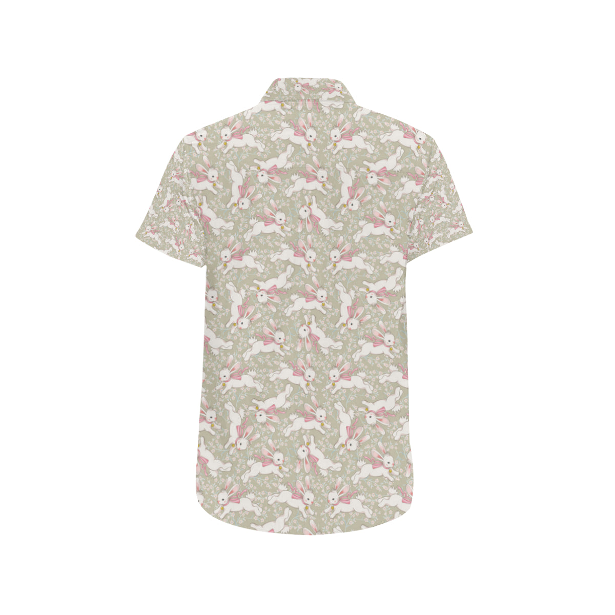 Bunny Pattern Print Design 06 Men's Short Sleeve Button Up Shirt