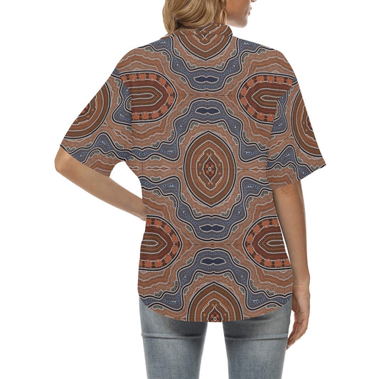 Aboriginal Pattern Print Design 01 Women's Hawaiian Shirt