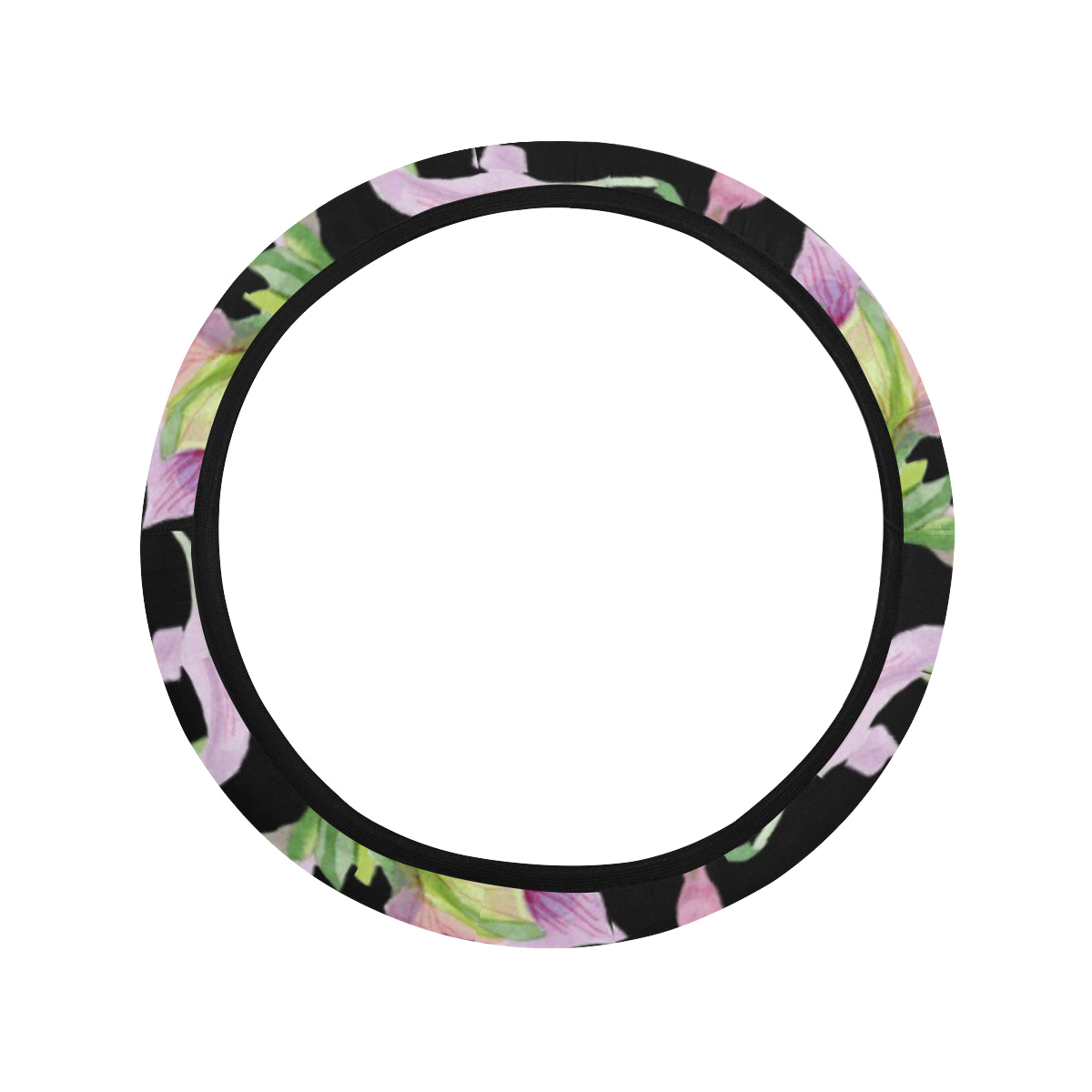 Amaryllis Pattern Print Design AL08 Steering Wheel Cover with Elastic Edge