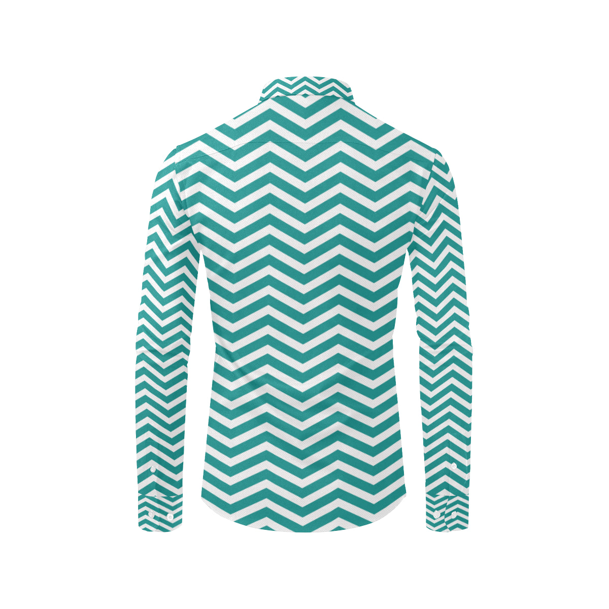 Chevron Teal Pattern Print Design 02 Men's Long Sleeve Shirt