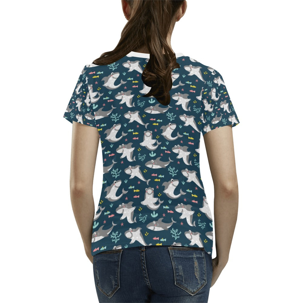 Shark Print Design LKS307 Women's T-shirt