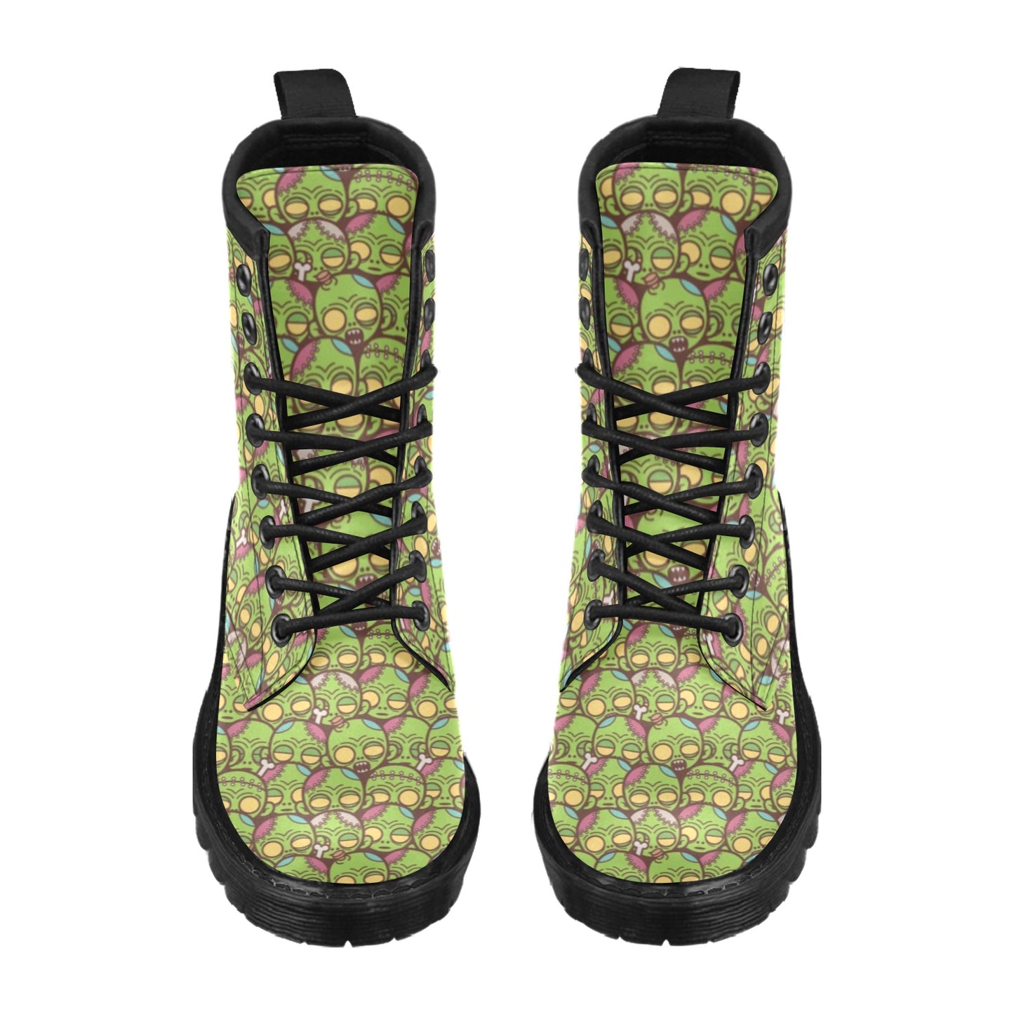 Zombie Head Design Pattern Print Women's Boots