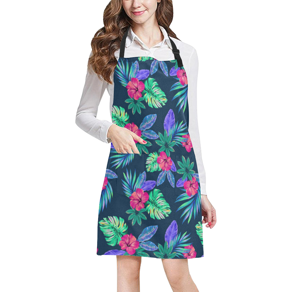 Tropical Flower Pattern Print Design TF09 Apron with Pocket