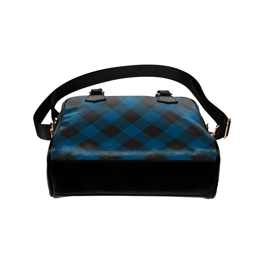 Plaid Blue Pattern Print Design A04 Shoulder Handbag