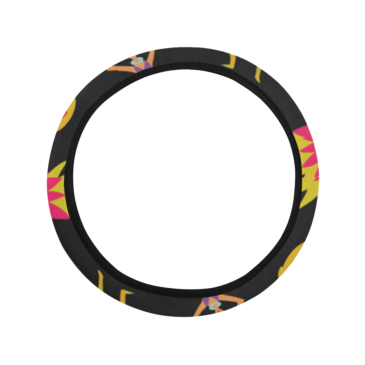 Hula Dancers Hawaiian Girl Pattern Print Design 03 Steering Wheel Cover with Elastic Edge