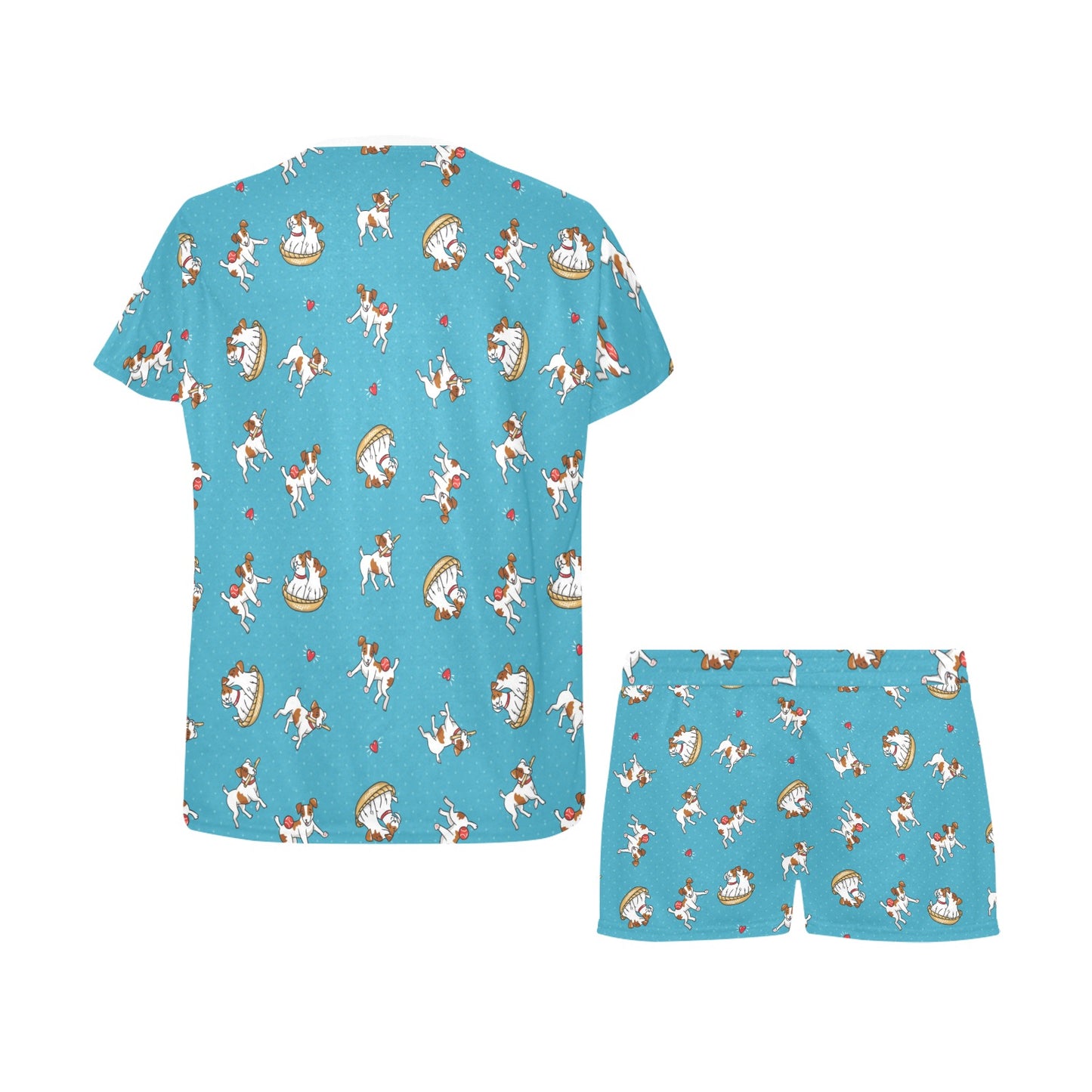 Russell Terriers Playing Print Design LKS305 Women's Short Pajama Set