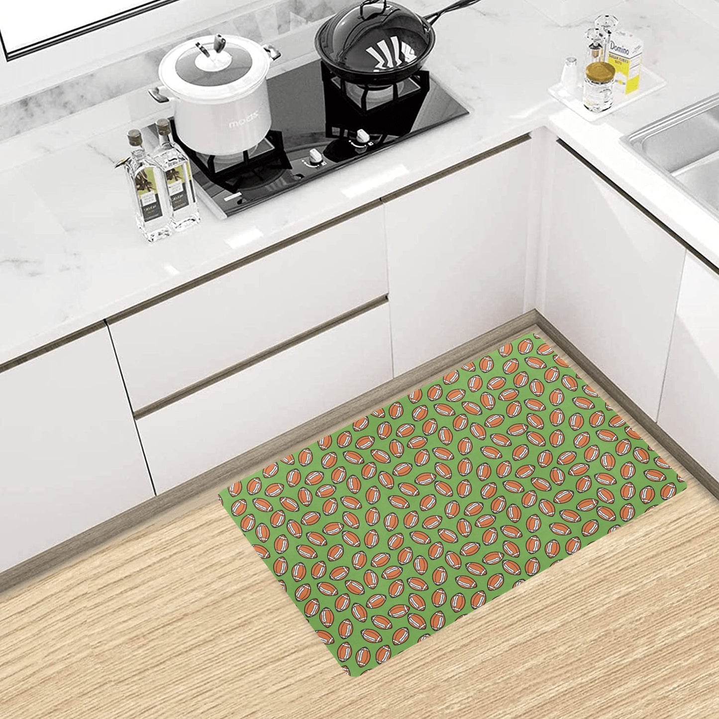 American Football on Green Design Kitchen Mat
