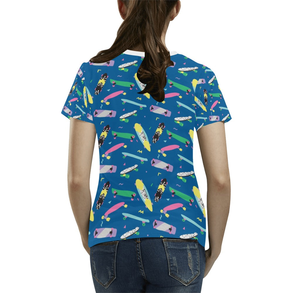 Skateboard Print Design LKS302 Women's T-shirt