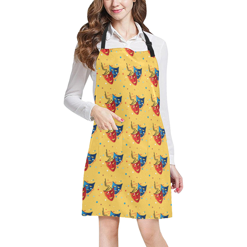 Acting Mask Pattern Print Design 02 Apron with Pocket