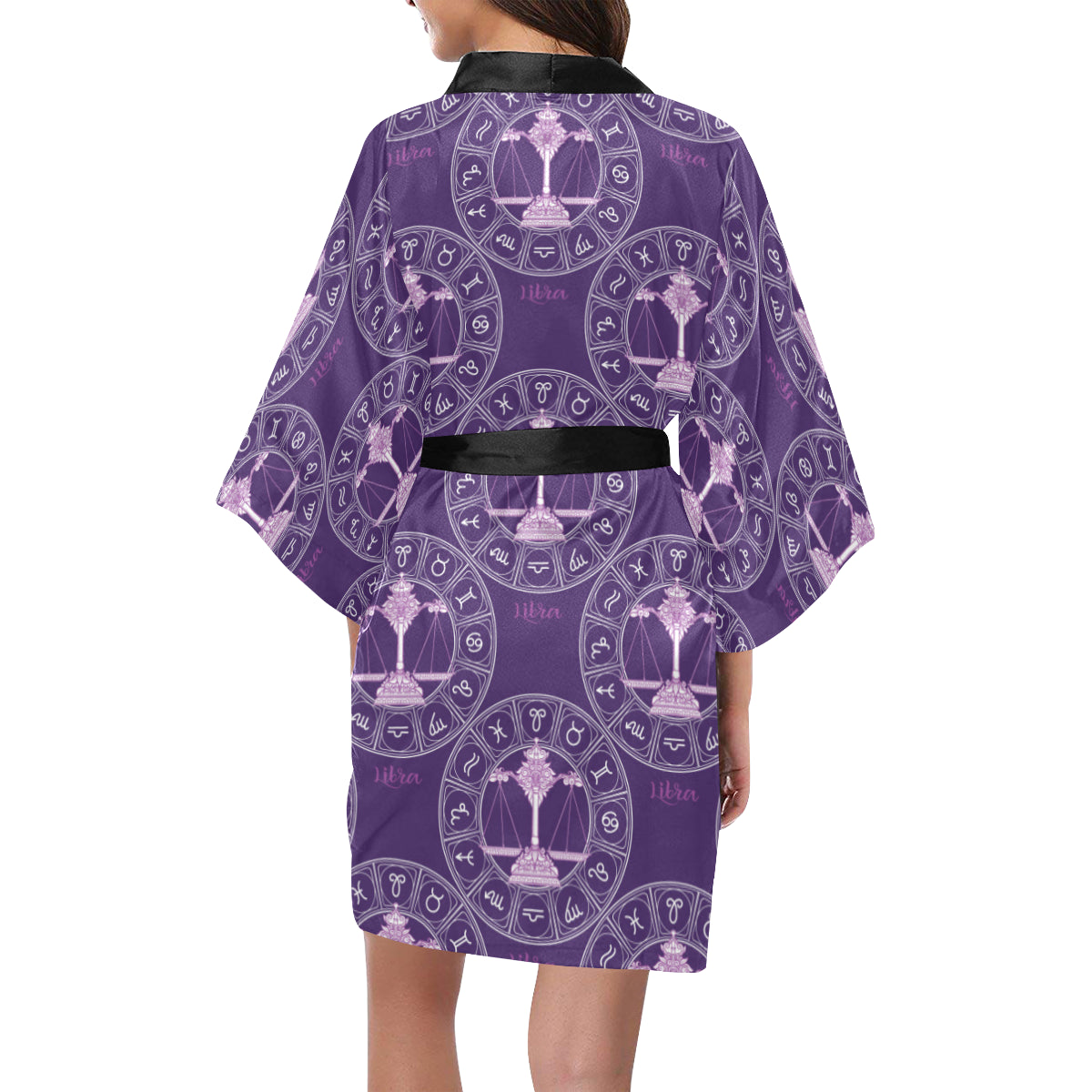 Libra Pattern Print Design 03 Women's Short Kimono