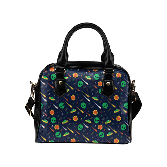 Alien UFO Pattern Print Design 05 Shoulder Handbag